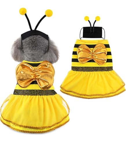 itdogs BEE DRESS Ｓ Amazon.com : Bumble Bee Costume Dress for Dogs XS : Pet Supplies